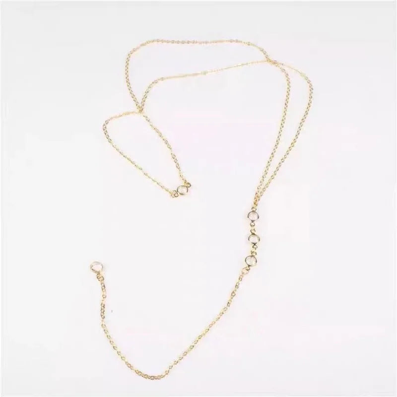 Flyshadow Fashion long crystal back chain wedding accessories Lady Elegant back chain Beach Sexy Necklace topless dress necklace