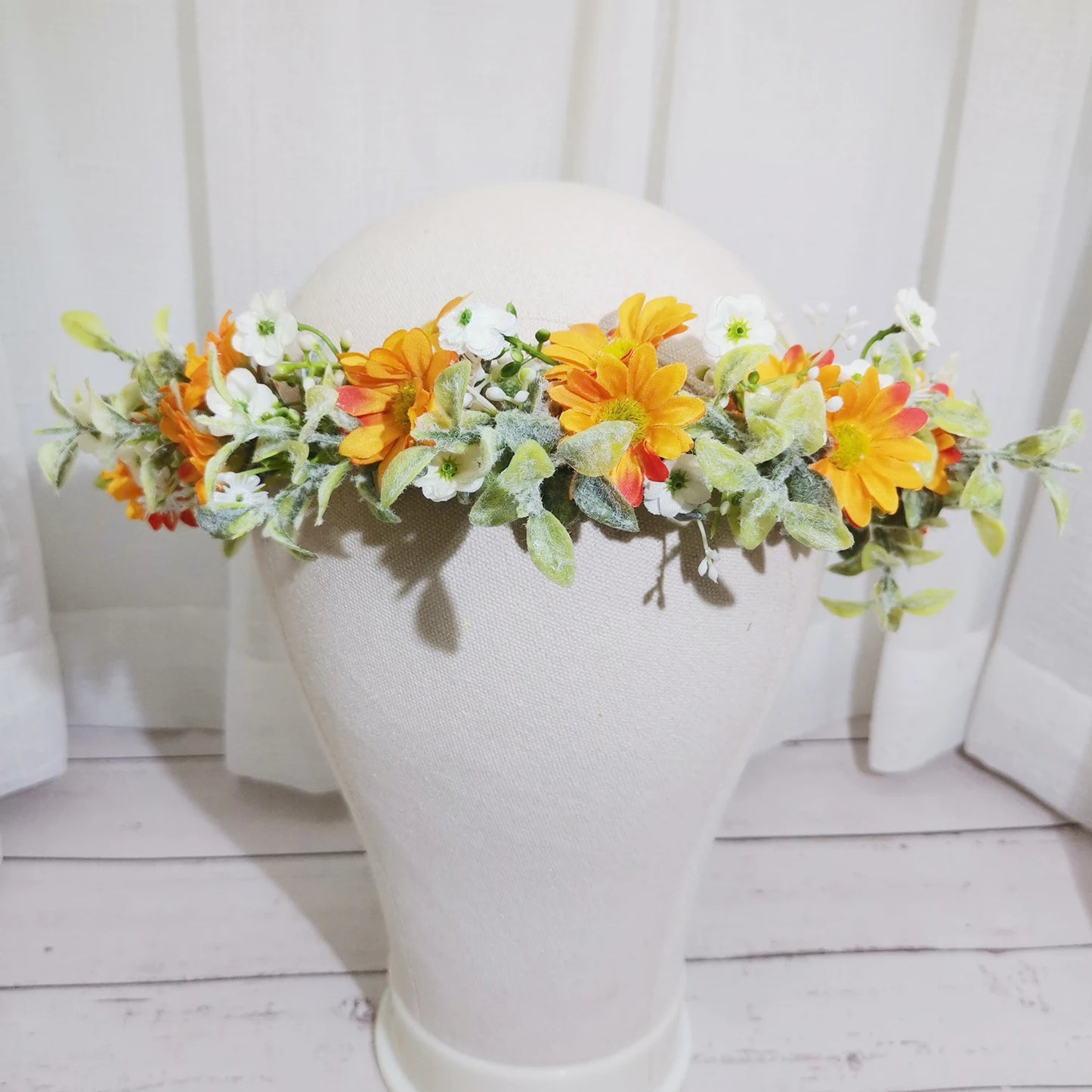 Flyshadow Little Daisy Flower Crown Wreath Girls Headband Wedding Hair Accessories Headdress Women Floral Garland Bridal Headwear
