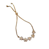 Flyshadow Elegant Inlaid Rhinestone Korean Bracelets Gold Colour Flower Charm Bracelet for Women Fashion Jewelry Accessories Party Gifts
