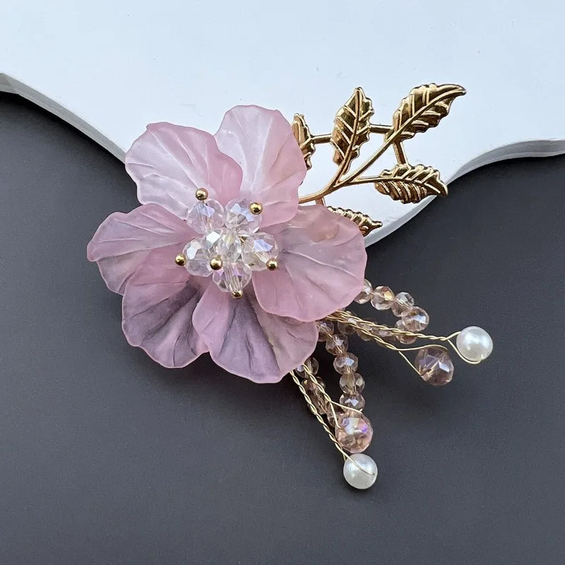 Flyshadow Flower Women's Brooch Exclusive Fashion Diamond Sparkling Imitation Pearl Luxurious Banquet Gift Pin Brooch For Ladies Jewelry