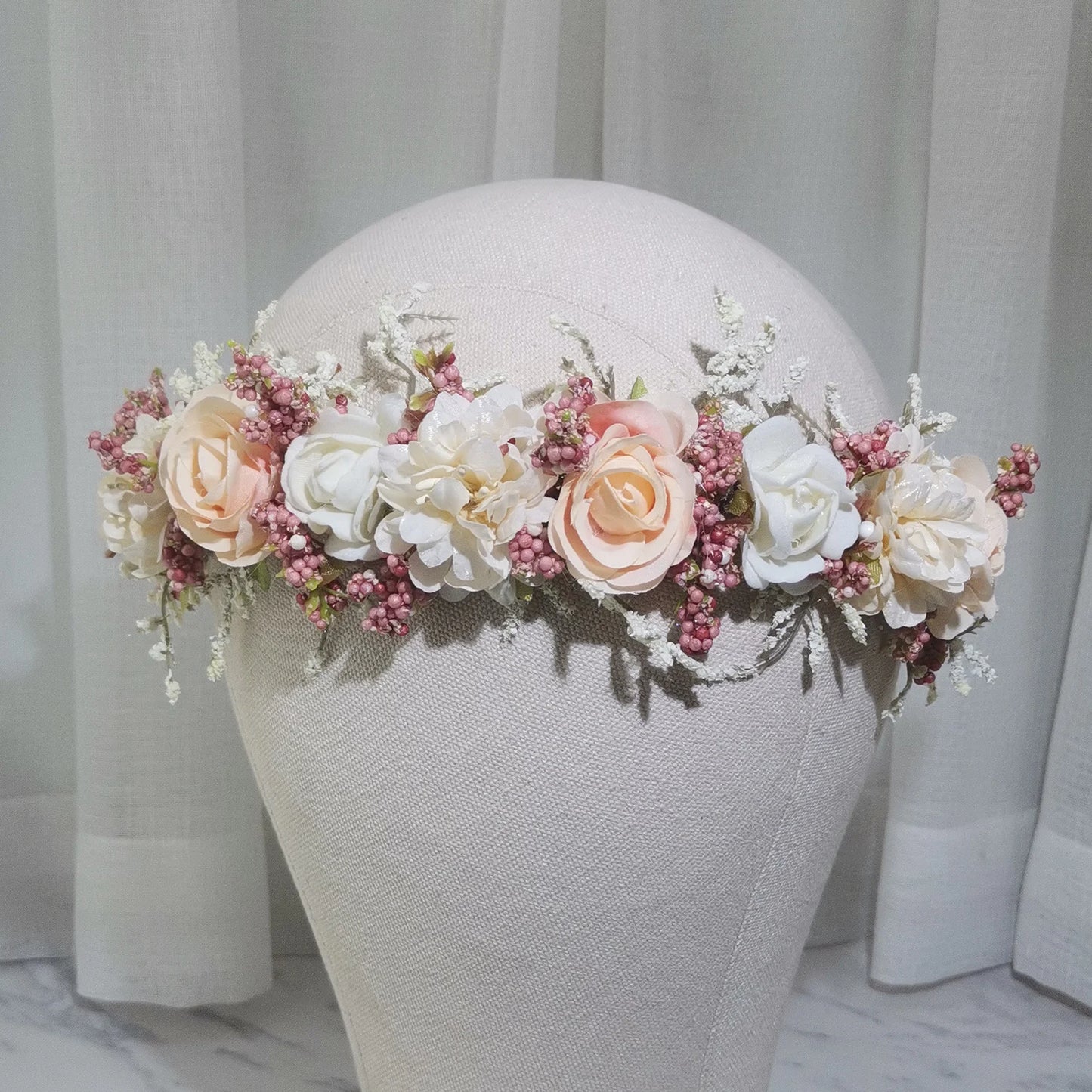 Flyshadow Flower Girl's Flower Crown Girls' Dress Hair Accessories Wedding Bridal Headband Ornament Kids Children Floral Garlands