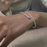 Flyshadow Fashionable Silver Color Snake Shape Cuff Bracelet Simple Red Crystal Adjustable Bracelet For Women Elegant Jewelry