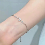 Flyshadow Korean Fashion Adjustable Y2K Blue Wave Chain Bracelet for Women Light Luxury Zircon Cherry Ins Bracelets Party Jewelry Gifts