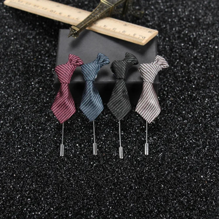 Flyshadow Korean Classic Handmade Fabric for Men's Brooch Suit Long Brooch Creative Tie Design Fun Accessories Fashion Brooches