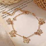 Flyshadow Korean Style Minimalism Retro Fashion Butterfly Pendant Bracelet Gold Silver Color Simple Vintage Bracelet For Women Jewelry
