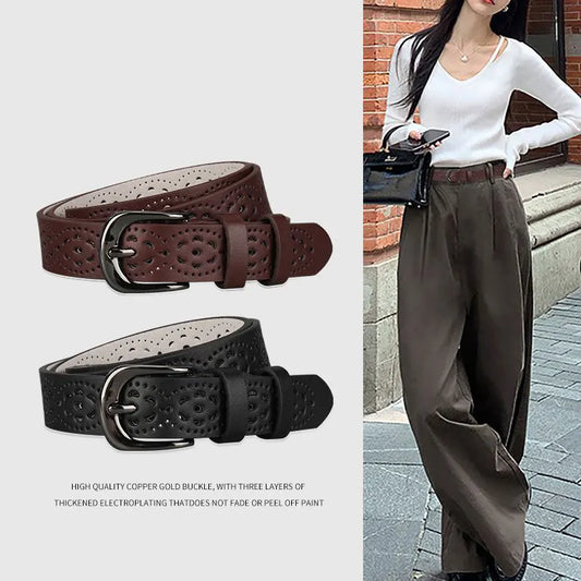 Flyshadow Belt for women's versatile, non perforated belt decoration, thin jeans with hollowed out design, feeling niche and trendy