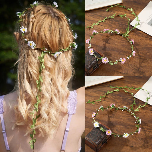 Flyshadow New Flower Crown Headband Hairbands Women Wedding Travel Festival Headwear Bezel Hair Hoops Fashion Hair Accessories
