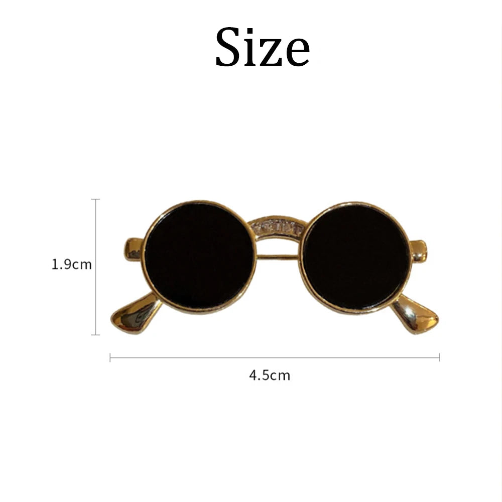 Flyshadow Creative Mini Sunglasses Brooches Funny Men Women's Suit Jacket Rhinestones Pins Vintage Clothing Accessories Jewelry