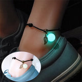 Flyshadow Simple Luminous Bead Anklets For Women Men Summer Beach Adjustable Rope Chain Anklet Bracelet Couple Accessories Gift