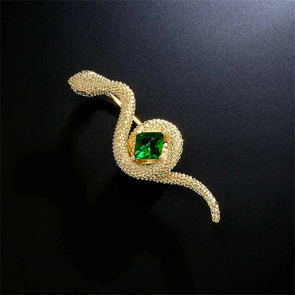 Flyshadow Big Rhinestone Snake Brooches for Women Vintage Crystal Animal Men Shirt Suit Jewelry Clothing Accessories Exquisite Gift