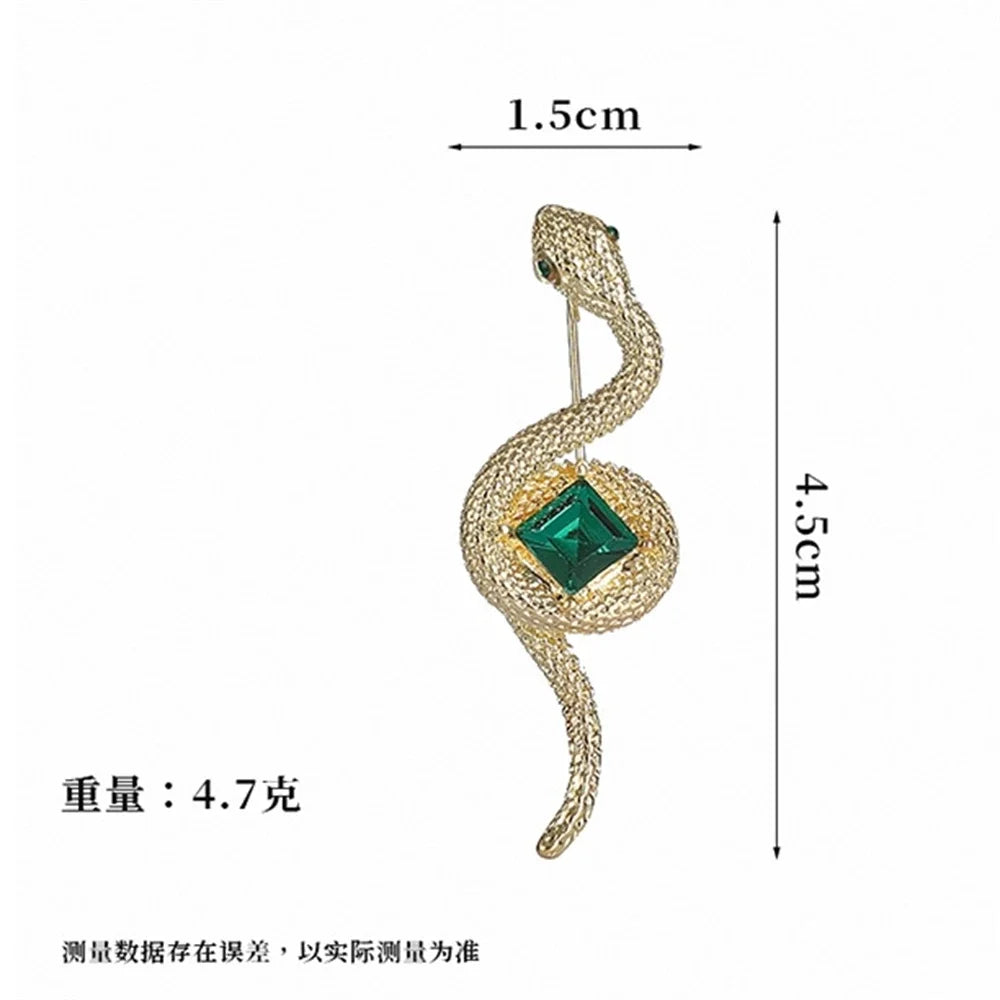 Flyshadow Big Rhinestone Snake Brooches for Women Vintage Crystal Animal Men Shirt Suit Jewelry Clothing Accessories Exquisite Gift