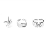 Flyshadow Vintage Irregular Cross Star Couple Ring for Women Men Punk Gothic Sliver Color Adjustable Rings Y2K Egirl Jewelry Gift