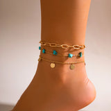 Flyshadow Bohemia Natural Stone Beads Anklet Women Simple Jewelry On The Foot Chain Trendy Anklets Bracelet Summer Beach Party