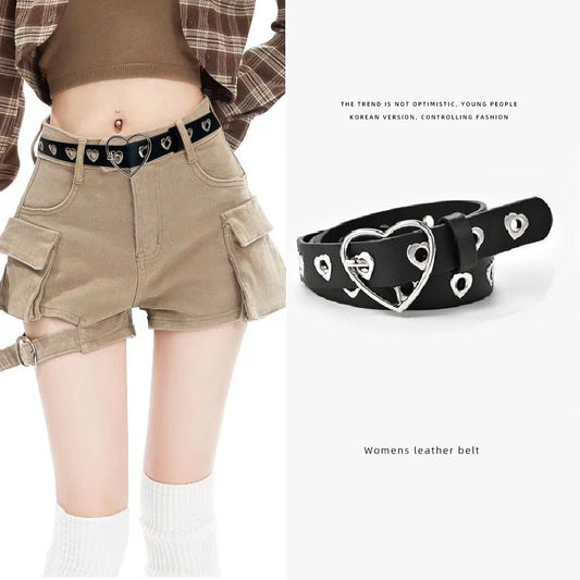 Flyshadow ins women's tide jeans versatile belt dopamine accessories waist chain leg chain ring skirt love no punch decorative female belt