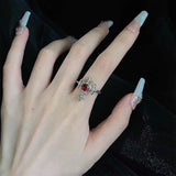 Flyshadow Irregular Red Zircon Heart Cross Rings Gothic Unique Cross Star Love Crystal Rings for Women Y2K Hiphop Egirl Heart Ring Jewelry