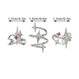 Flyshadow Y2K Kpop Zircon Cross Star Rings Creative Spiral Cross Star Open Ring Aesthetic Irregular Geometric Rings Set for Women Jewelry