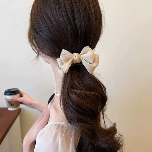 Flyshadow Elegant Hair Pin with Mesh Bow Grip for Female Bun Updo Headdress