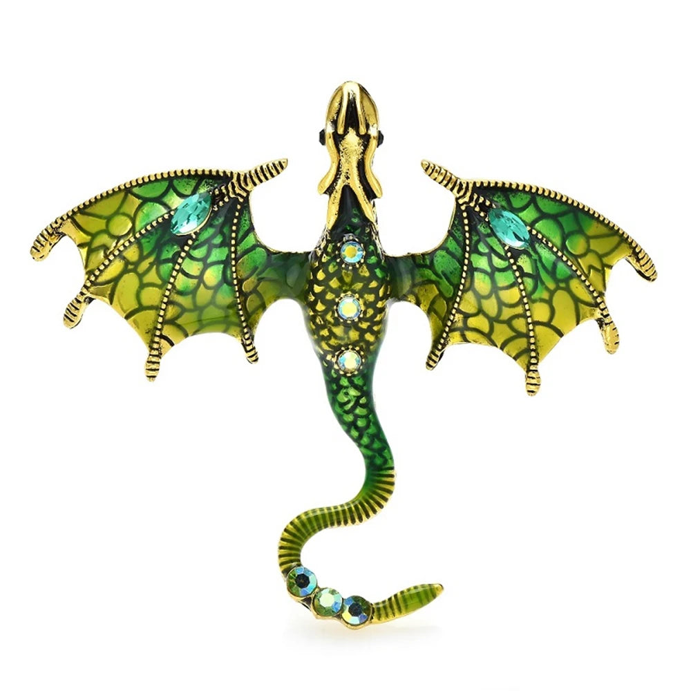 Flyshadow Dragon Brooches for Women Colorful Enamel Animal Brooches Unisex Office Suit Coat Buckle Pins Casual Jewelry Accessories Gifts