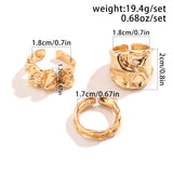 Flyshadow 3pcs/set Punk Irregular Geometric Gold Color Rings for Women Metal Finger Ring Party Jewelry Wedding Girls Accessories