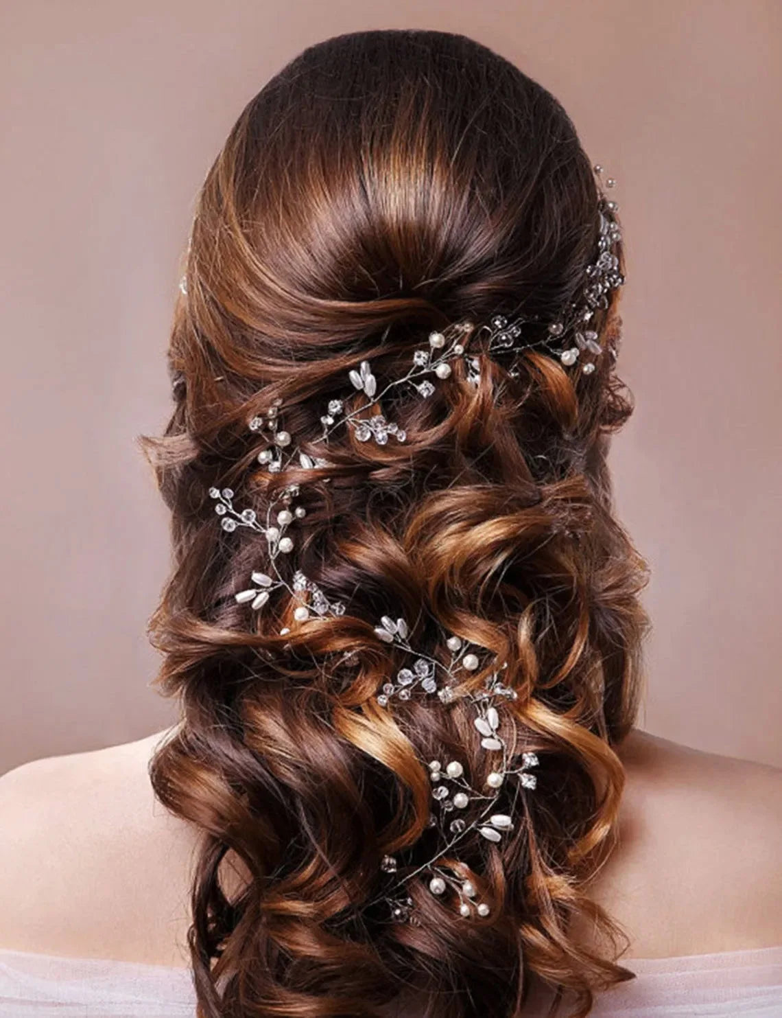 Flyshadow 50/100/150cm Fashion Handmade Crystal Pearl  Wire Vines Hairband Wedding Hair Jewelry for Brides Wedding Hair Accessories