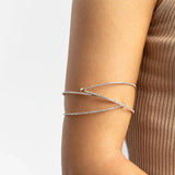 Flyshadow Fashion Diamante Arm Cuff Bracelet for Women Wedding Jewelry Wrist Chain Rhinestone Arm Ring Decor Sexy Crystal Body Accessories