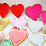 Flyshadow 40pcs/set Heart Shaped Party Disposable Tableware Wedding Engagement Decorations Plates Cups Valentine's Day Bridal Shower Decor