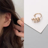 Flyshadow New Crystal Leaf Women's Ear Cuff without Piercing Gold Color Metal Small Earrings for Girls Boho Earrings boucle oreille femme