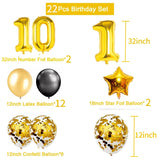 Flyshadow 22pcs Black Gold Number Foil Latex Balloons Happy Birthday Party Decorations Adult Kids 10 15 16 18 25 30 35 40 50 60 Years Old