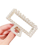 Flyshadow New Geometric Hollow Pearl Hair Claws for Women Ins Simple Hair Clips Fashion Hairpins Back Of Head Headdress Hair Accessories