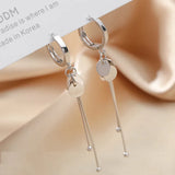 Flyshadow Trend Korean Statement Earrings For Women Silver Colour Long Geometric Dangle Drop Party Earing Brincos Fashion Jewelry