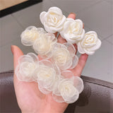 Flyshadow Sweet Camellia Spring Hair Clip For Women Wedding Net Yarn Flowers Hairpins Hairgrip Ponytail Barrettes Hair Accessories