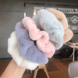 Flyshadow Warm Soft Hair Scrunchies Furry Elastic Hair Rubber Band Women Girls Elastic Hair Rope Ponytail Holder Hair Ties Accessories