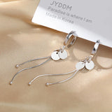 Flyshadow Trend Korean Statement Earrings For Women Silver Colour Long Geometric Dangle Drop Party Earing Brincos Fashion Jewelry