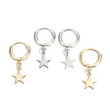 Flyshadow Fashion Bohemian Gold Color Small Star Moon Drop Earring Mascot Ornaments For Women Accessories