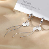 Flyshadow Trend Korean Statement Earrings For Women Silver Colour Long Geometric Dangle Drop Party Earing Brincos Fashion Jewelry