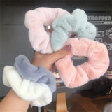 Flyshadow Warm Soft Hair Scrunchies Furry Elastic Hair Rubber Band Women Girls Elastic Hair Rope Ponytail Holder Hair Ties Accessories