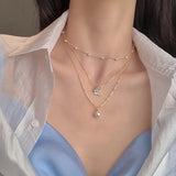 Flyshadow Trendy Multilayered Butterfly Pearl Necklace For Women Fashion Sun Star Pearl Choker Necklaces Fashion Jewelry Girl