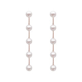 Flyshadow New Simulated Pearl Women's Long Tassel Earrings White Round Pearl Wedding Pendant Earring Korean Fashion Jewelry Gifts