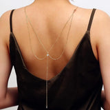 Flyshadow Fashion new zircon neckchain back chain sexy pendant tassel crystal zircon body chain beach lady Street Photo Necklace