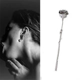 Flyshadow New Design Punk Metal Thorn Rose Earrings Women Personality Long Temperament Unisex Party Accessories