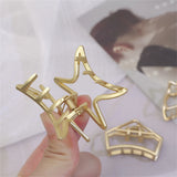 Flyshadow New Women Girls Cute Hollow Geometric Gold Alloy Hair Claws Simple Hair Clips Fashion Hairpins Hair Accessories