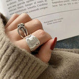 Flyshadow Fashion Width Surface Knot Winding Thai Silver Color Ring Open Finger Ring For Women Jewelry Wholesale Gifts