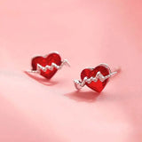 Flyshadow Christmas Red Zircon Crystal Bow Stud Earrings For Women Heart Shape Bowknot Christmas Earring Girl New Year Festival Jewelry