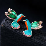 Flyshadow Exquisite crystal Little Bird Earrings New Design Women Enamel glaze Stud Earrings Fashion Jewelry Accessories