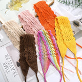 Flyshadow New Crochet Hair Band Women Scarf Solid Color Knitting Headbands Bandanas Wide Elastic Hairbands Fashion Accessories