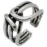 Flyshadow Fashion Width Surface Knot Winding Thai Silver Color Ring Open Finger Ring For Women Jewelry Wholesale Gifts