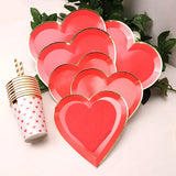 Flyshadow 40pcs/set Heart Shaped Party Disposable Tableware Wedding Engagement Decorations Plates Cups Valentine's Day Bridal Shower Decor