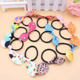 Flyshadow 10/20Pcs Random Color Children Elastic Hair Rope Cute Polka Bow Hair Bands Girl Ponytail Holder Cartoons Hair Accessories