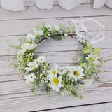 Flyshadow Little Daisy Flower Crown Wreath Girls Headband Wedding Hair Accessories Headdress Women Floral Garland Bridal Headwear