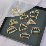 Flyshadow New Women Girls Cute Hollow Geometric Gold Alloy Hair Claws Simple Hair Clips Fashion Hairpins Hair Accessories